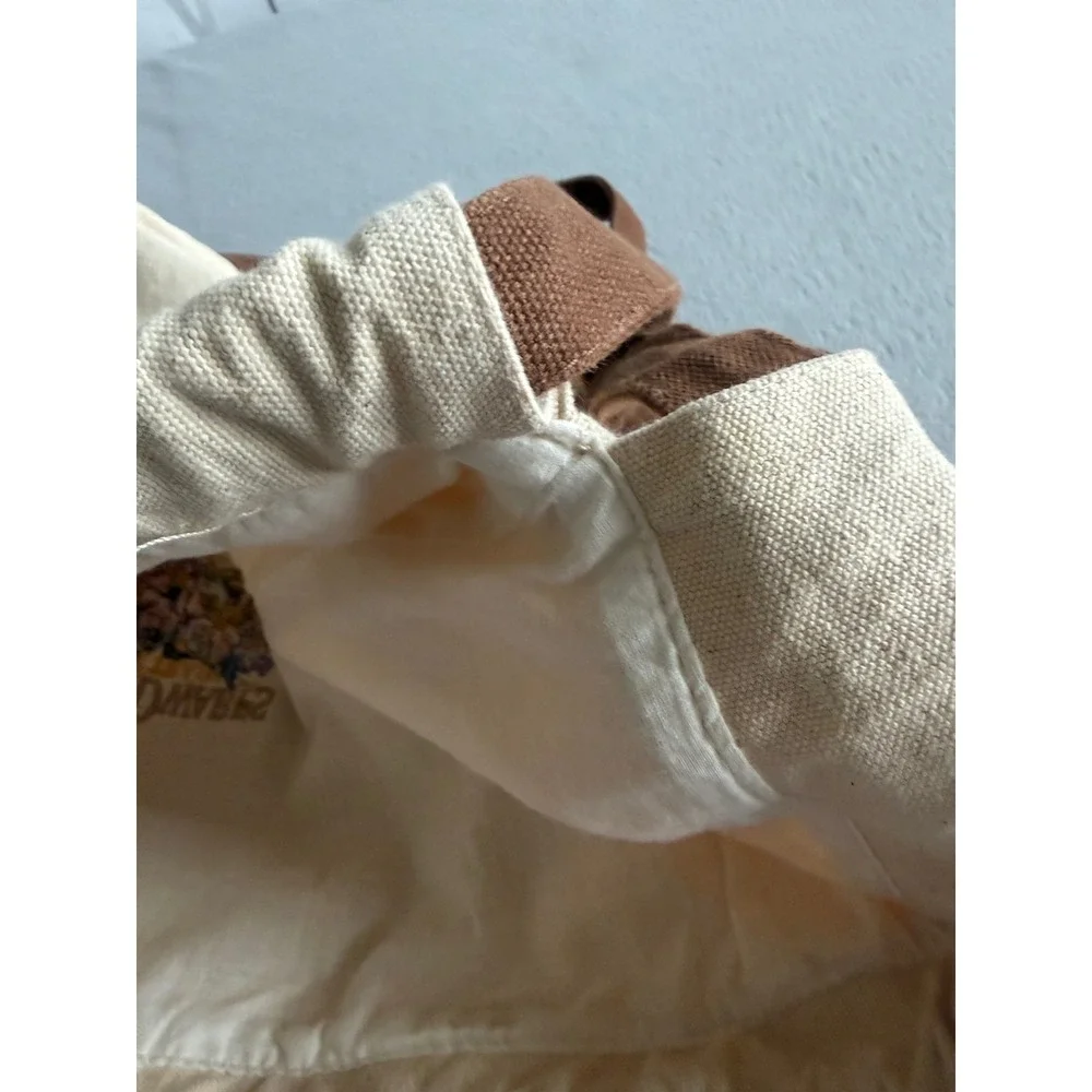 Disney Parks Seven Dwarfs Mine Train Canvas Drawstring Backpack Brown Cream